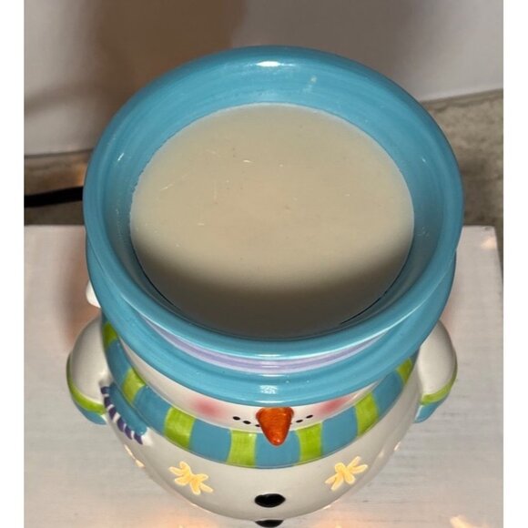 Partylite Scent Glow Snowman Ceramic Electric Wax Warmer Light-Up Stars 7" Tall - Picture 8 of 16